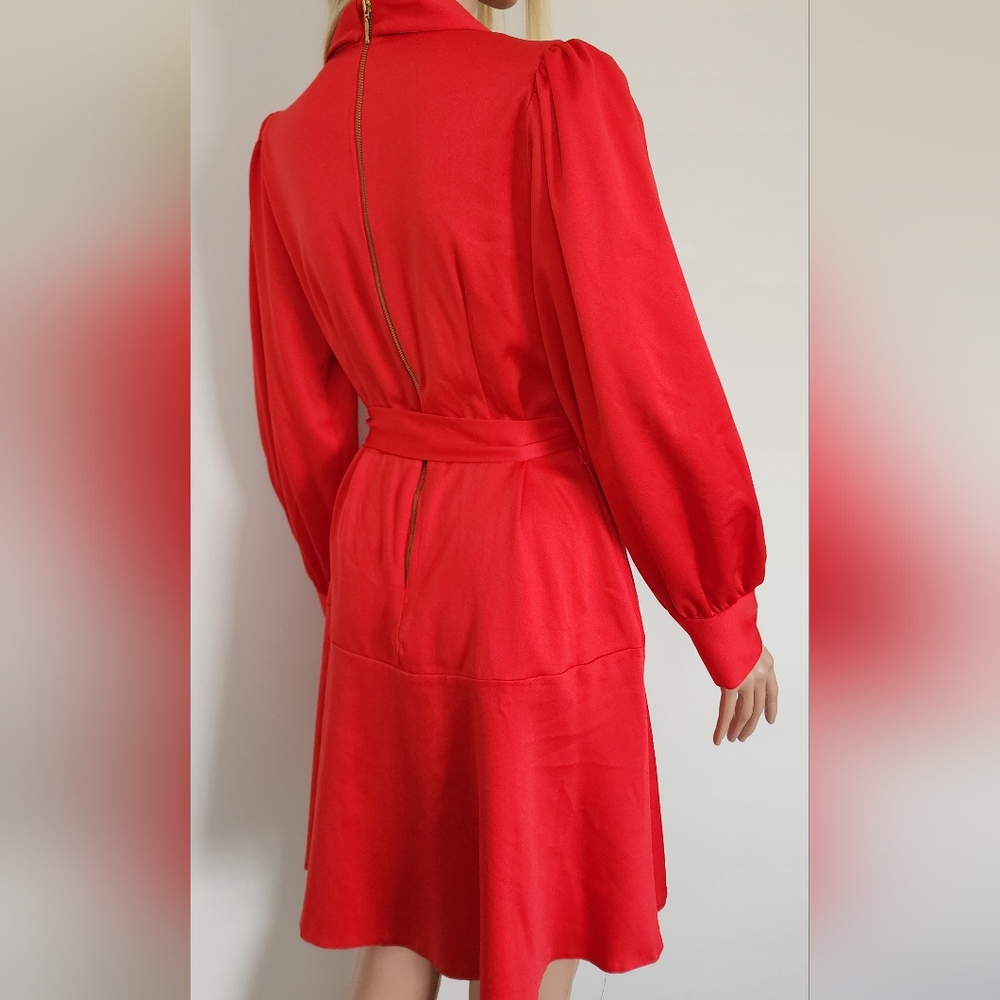 CLOSET RED DRESS SATIN RUFFLE MINI DRESS 8 - Picture 11 of 12